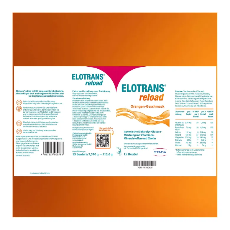 Elotrans reload Elektrolyt-Pulver mit Vitaminen, 30x7,57 g