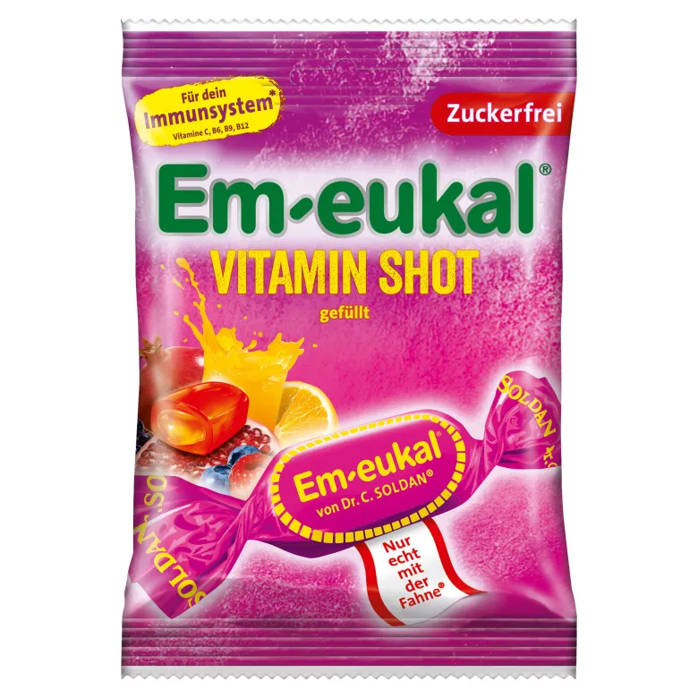Em-eukal Bonbons ImmunStark Vitamin Shot gefüllt zuckerfrei, 75 g