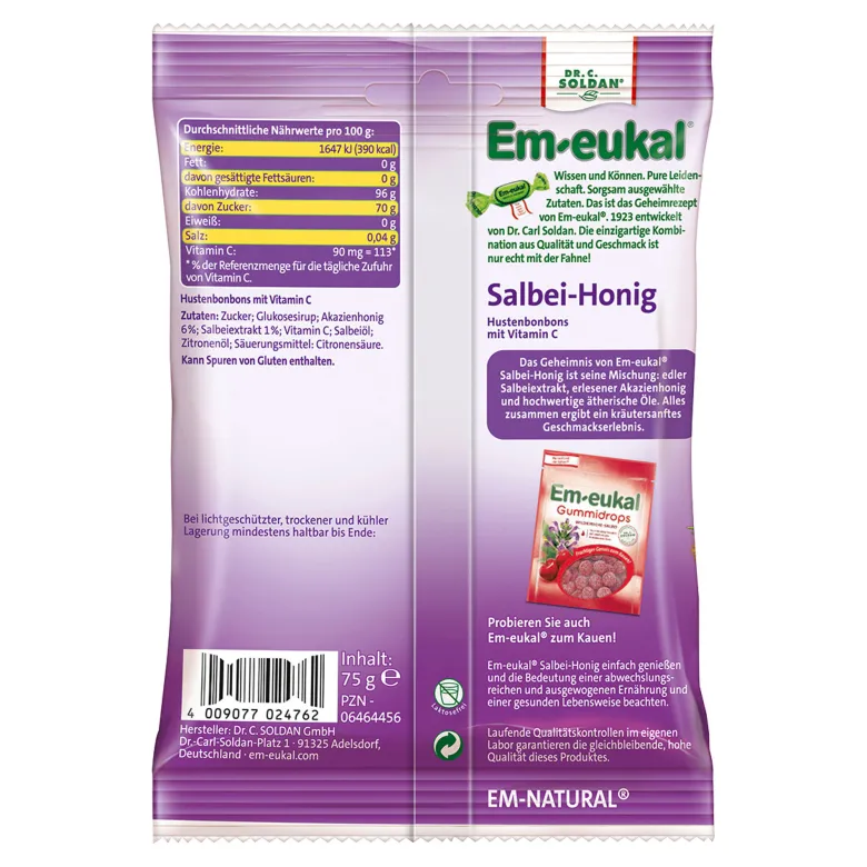 Em-eukal Bonbons Salbei-Honig zuckerhaltig, 75 g