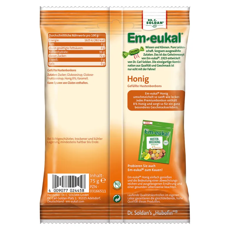 Em-eukal Honig zuckerhaltig, 75 g