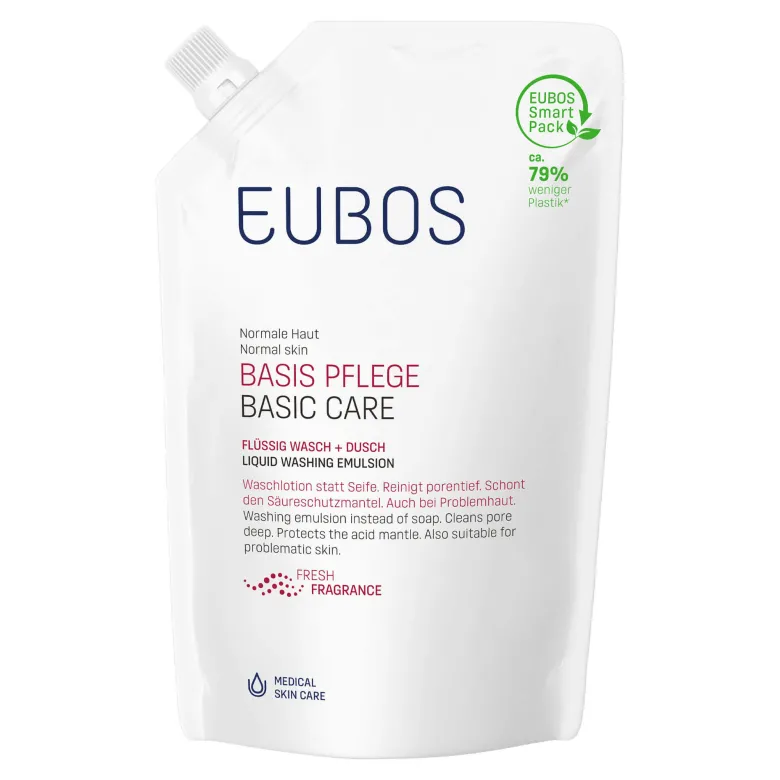 Eubos BASIS PFLEGE Flüssig Wasch + Dusch rot Nachfüllbeutel, 400 ml