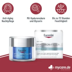 Eucerin Hyaluron-Filler + 3x Effect Hydra Nacht Gel, 50 ml