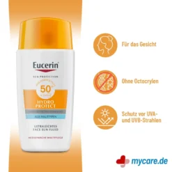 Eucerin Hydro Protect Ultraleichtes Face Sun Fluid LSF 50+, 50 ml