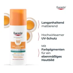 Eucerin Sun Oil Control Getönte Face Gel-Creme LSF 50+ Hell, 50 ml