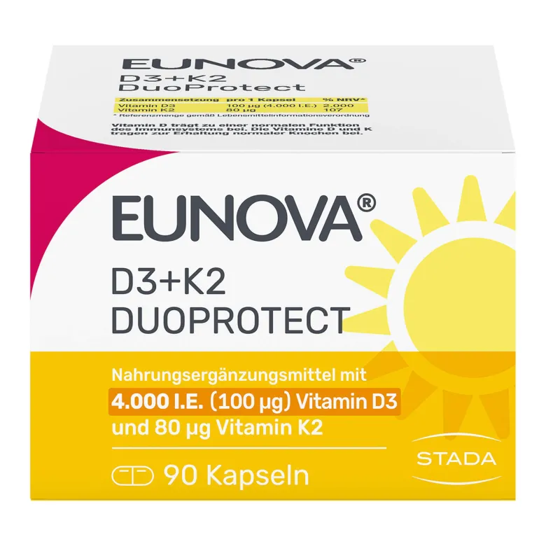 Eunova DuoProtect D3 + K2 4000 I.E. Kapseln, 90 St