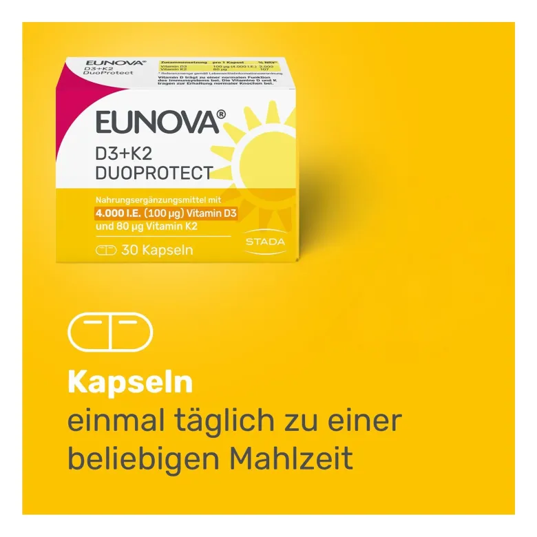 Eunova DuoProtect D3 + K2 4000 I.E. Kapseln, 90 St