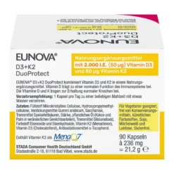 Eunova DuoProtect D3 + K2 2000 I.E. Kapseln, 2X90 St