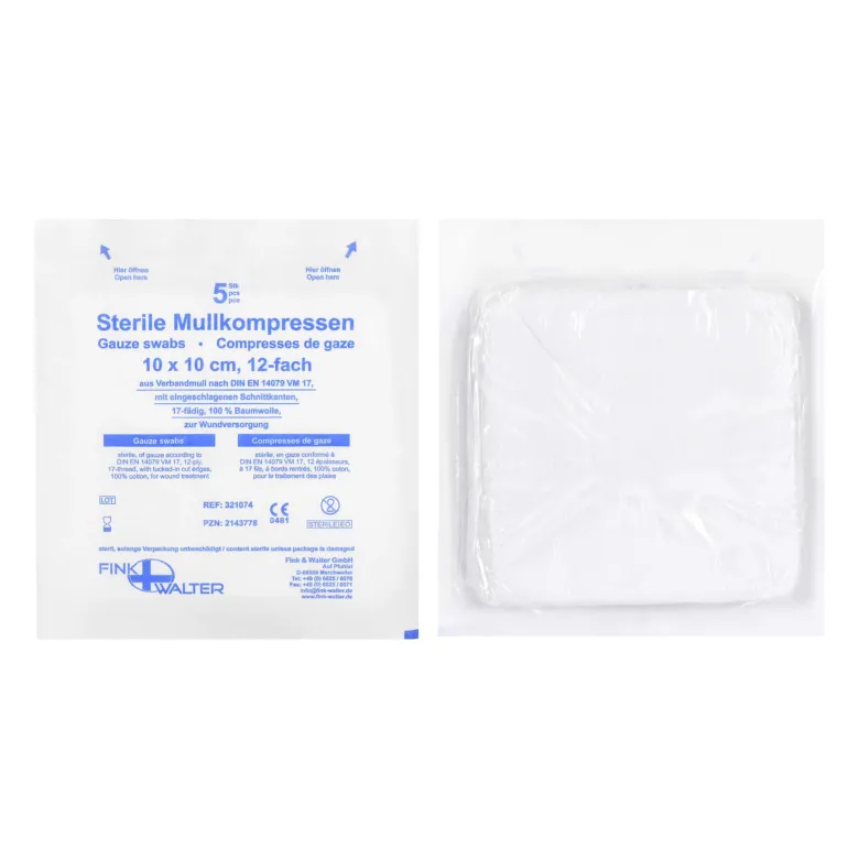 Fink und Walter Sterile Mullkompressen 10x10 cm, 12-fach, 20X5 St