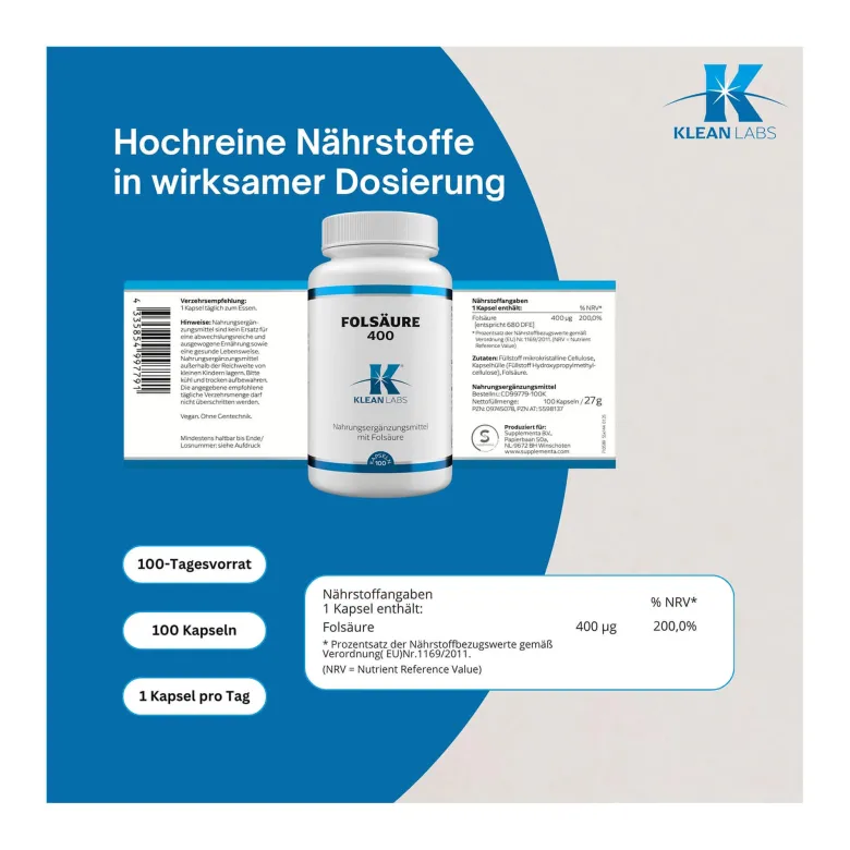 Folsäure 400 µg Kapseln, 100 St