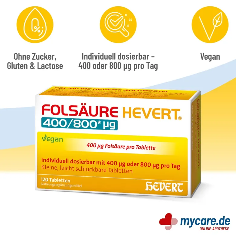 Folsäure Hevert 400/800 µg Tabletten, 120 St
