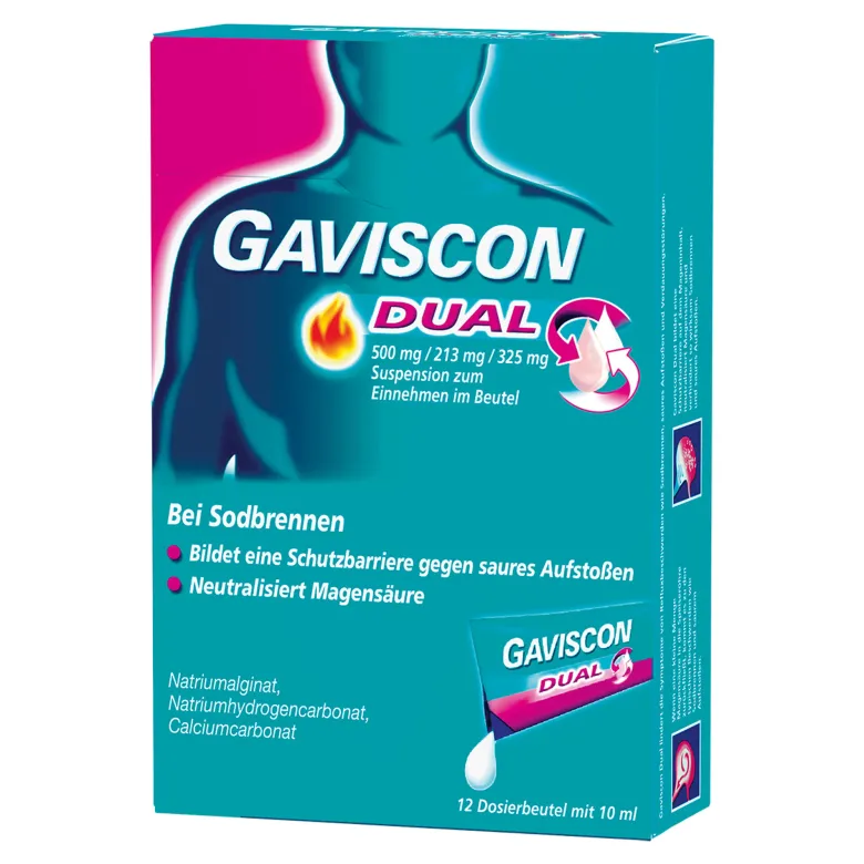 Gaviscon Dual Suspension bei Sodbrennen Dosierbeutel, 12X10 ml