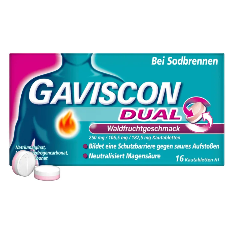 Gaviscon Dual Waldfruchtgeschmack Kautabletten, 16 St