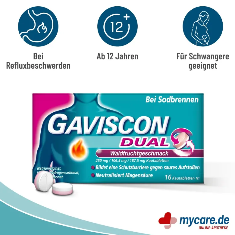 Gaviscon Dual Waldfruchtgeschmack Kautabletten, 16 St