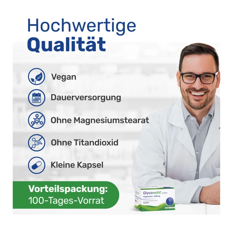 Glycowohl Magnesium 400 mg hochdosiert vegan, 200 St