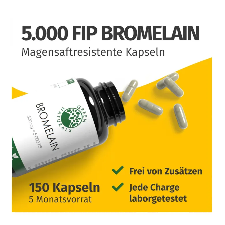 GREEN NATURALS Bromelain 500 mg vegane Kapseln, 150 St