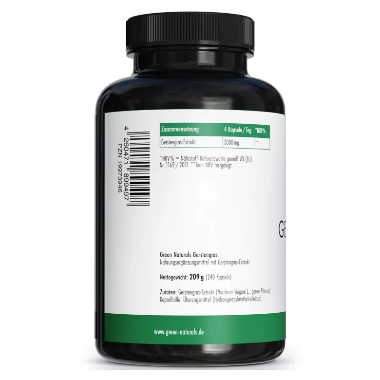 GREEN NATURALS Gerstengras 3000 mg Kapseln vegan, 240 St