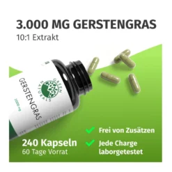 GREEN NATURALS Gerstengras 3000 mg Kapseln vegan, 240 St