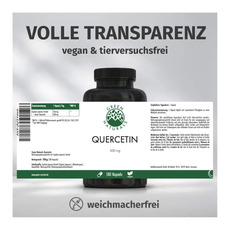 GREEN NATURALS Quercetin 500 mg Kapseln, 180 St