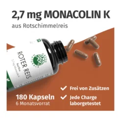 GREEN NATURALS Roter Reis Monacolin K vegane Kapseln, 180 St