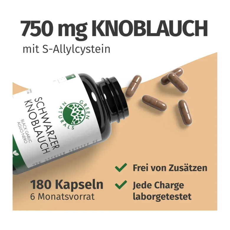 GREEN NATURALS Schwarzer Knoblauch vegane Kapseln, 180 St