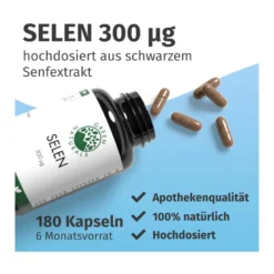 GREEN NATURALS Selen 300 µg rein pflanzlich vegane Kapseln, 180 St