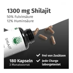 GREEN NATURALS Shilajit 1300 mg hochdosiert vegan, 180 St