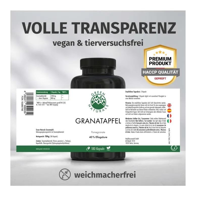 Green Naturlas Granatapfel Kapseln, 180 St
