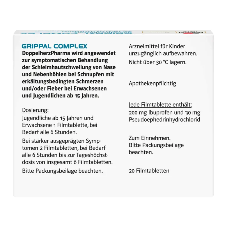 GRIPPAL COMPLEX DoppelherzPharma Filmtabletten, 20 St