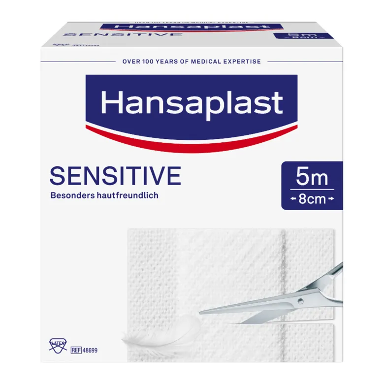 Hansaplast Sensitive Pflaster 8cm x 5m Rolle, 1 St