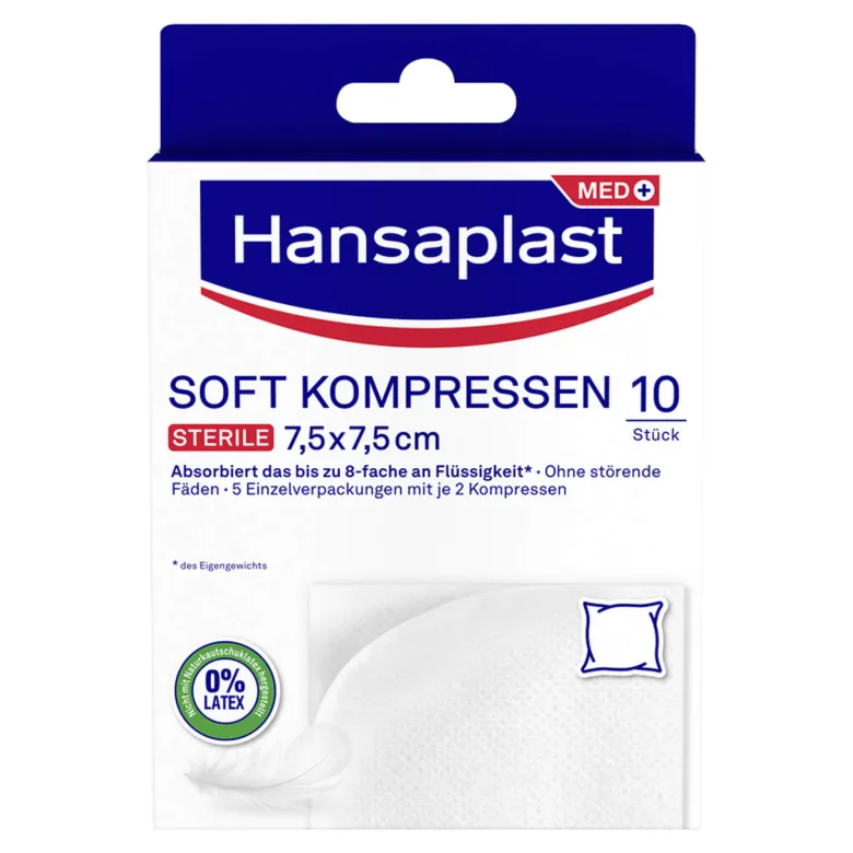 Hansaplast Soft Kompresse 7,5 x 7,5 cm steril, 5X2 St