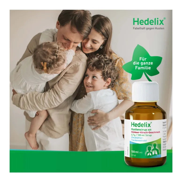 Hedelix Hustensirup mit Himbeer-Kirsch-Geschmack, 100 ml