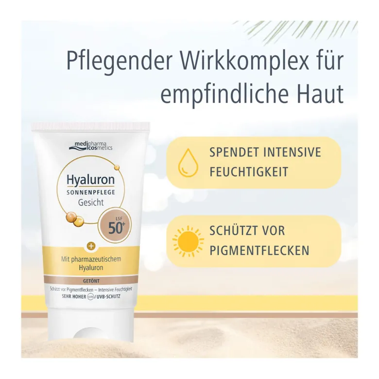 Hyaluron Sonnenpflege Gesichtcreme LSF 50+ getönt, 50 ml