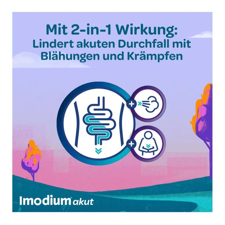 Imodium akut Duo 2 mg/125 mg Tabletten bei akutem Durchfall, 12 St