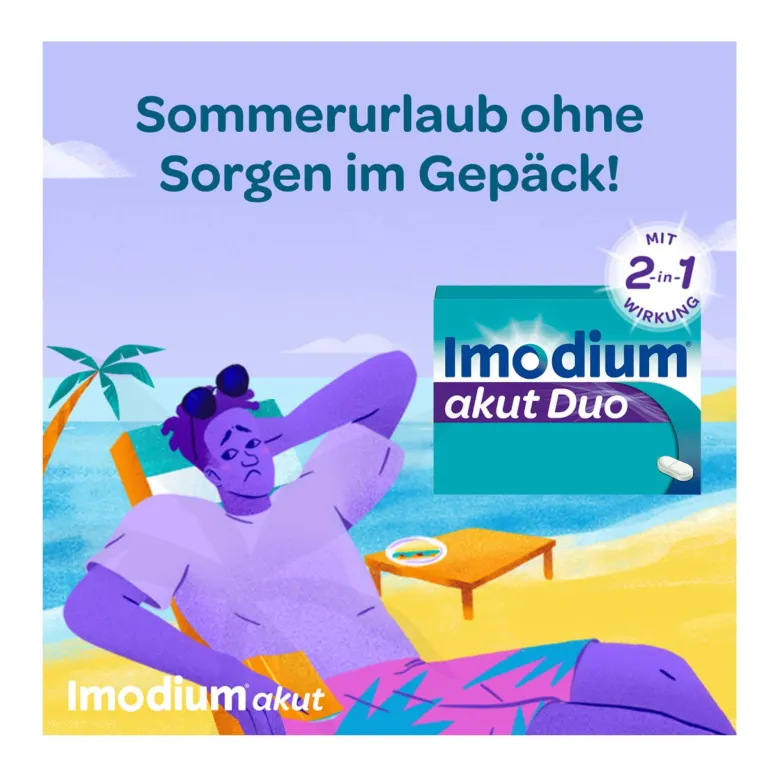 Imodium akut Duo 2 mg/125 mg Tabletten bei akutem Durchfall, 12 St