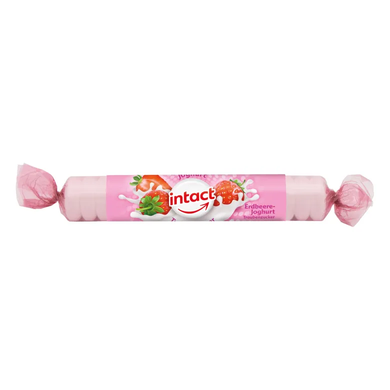 Intact Traubenzucker Erdbeere Joghurt Rolle, 40 g