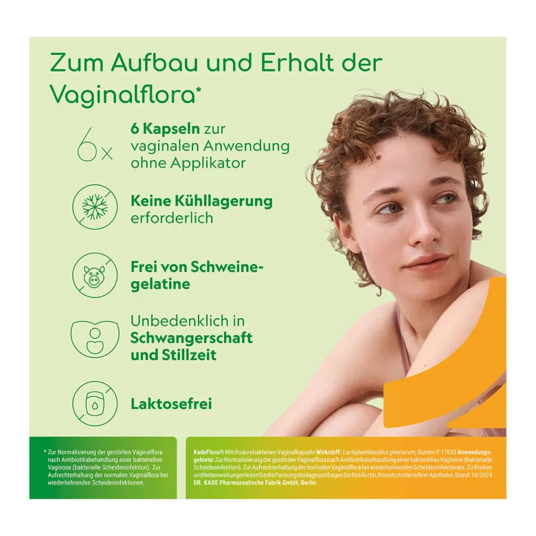 KadeFlora Milchsäurebakterien Vaginalkapseln, 6 St