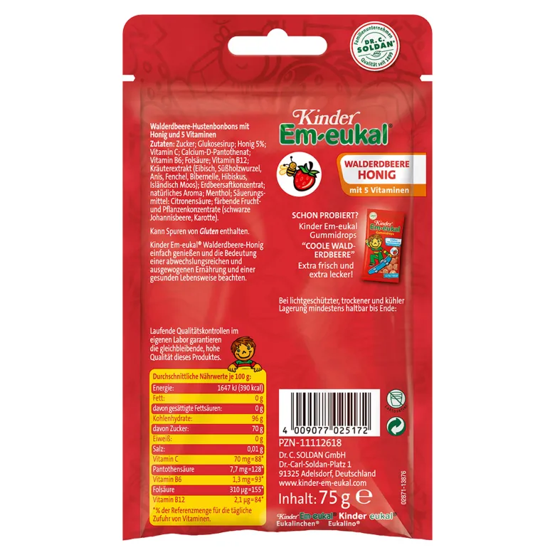Kinder Em-eukal Hustenbonbons Walderdbeere-Honig, 75 g