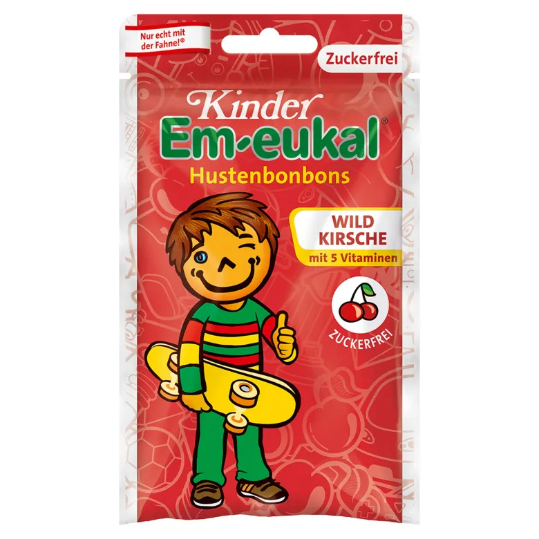 Kinder Em-eukal Wildkirsche ohne Zucker Hustenbonbons, 75 g