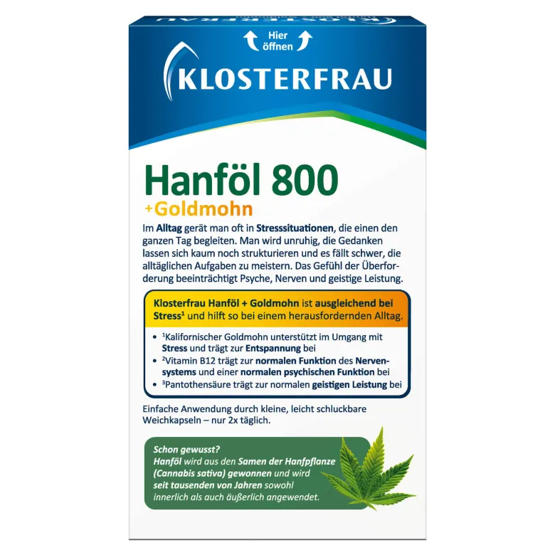 Klosterfrau Hanföl 800 + Goldmohn Weichkapseln, 30 St