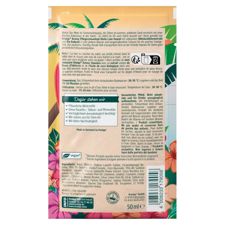 Kneipp Aroma-Pflegeschaumbad Aloha Love Hawaii, 50 ml