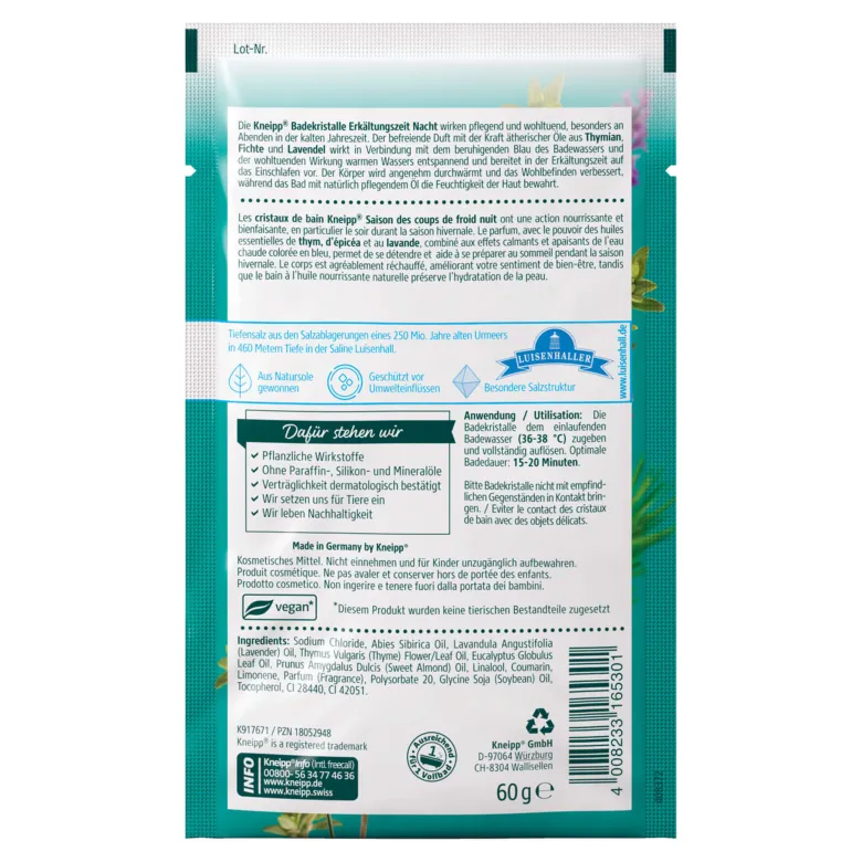 Kneipp Badekristalle Erkältungszeit Nacht, 60 g