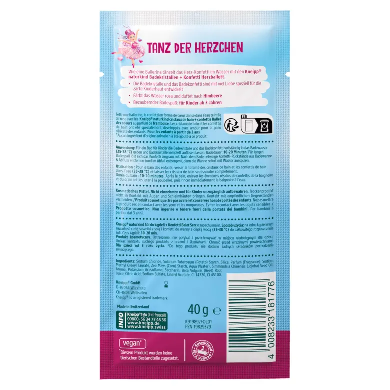 Kneipp naturkind Badekristalle & Konfetti Herzballett, 40 g