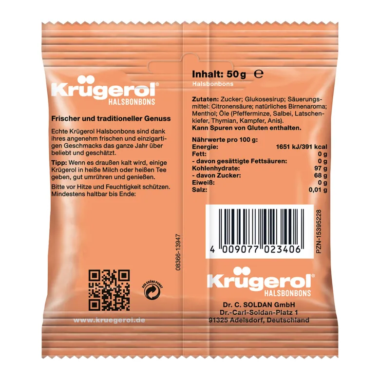 Krügerol Halsbonbons zuckerhaltig, 50 g