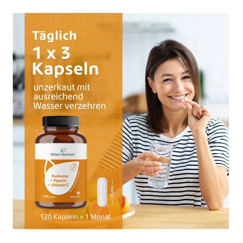 Kurkuma+Curcumin+Piperin+Vitamin C Kapseln, 120 St