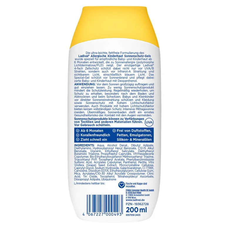Ladival Allergische Kinderhaut Gel LSF50+, 200 ml