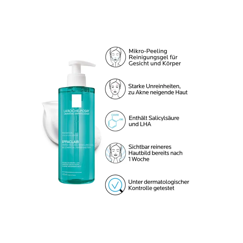 La Roche Posay Effaclar Mikro-Peeling Reinigungsgel, 400 ml