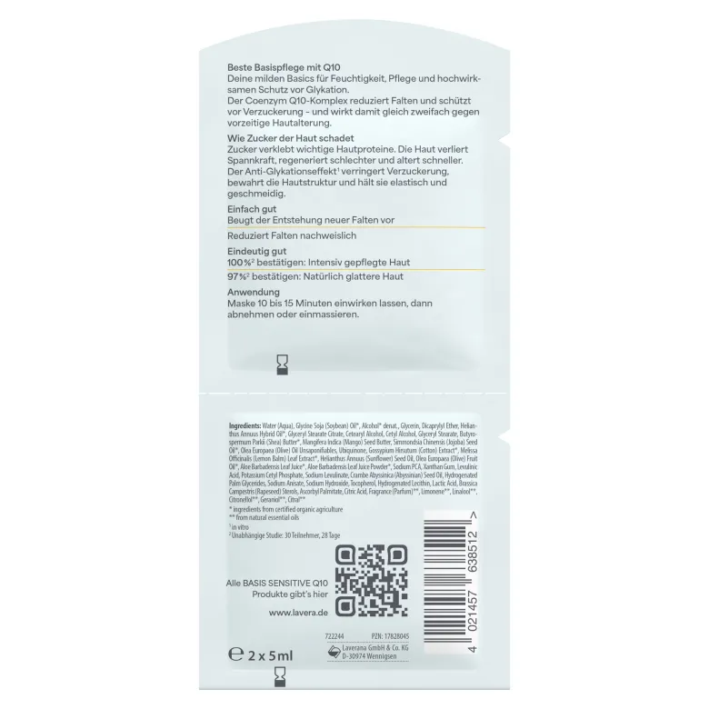 Lavera basis sensitiv Maske Q10, 2X5 ml
