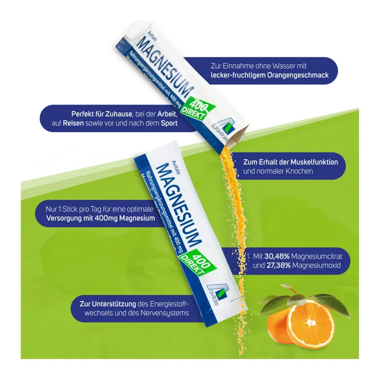 Magnesium 400 direkt Portionssticks Orange, 100X2.1 g