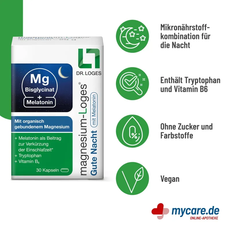 Magnesium-Loges Gute Nacht mit Melatonin, 30 St