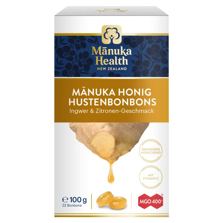 Manuka Health MGO 400+ Lutschbonbons Ingwer-Zitrone, 100 g